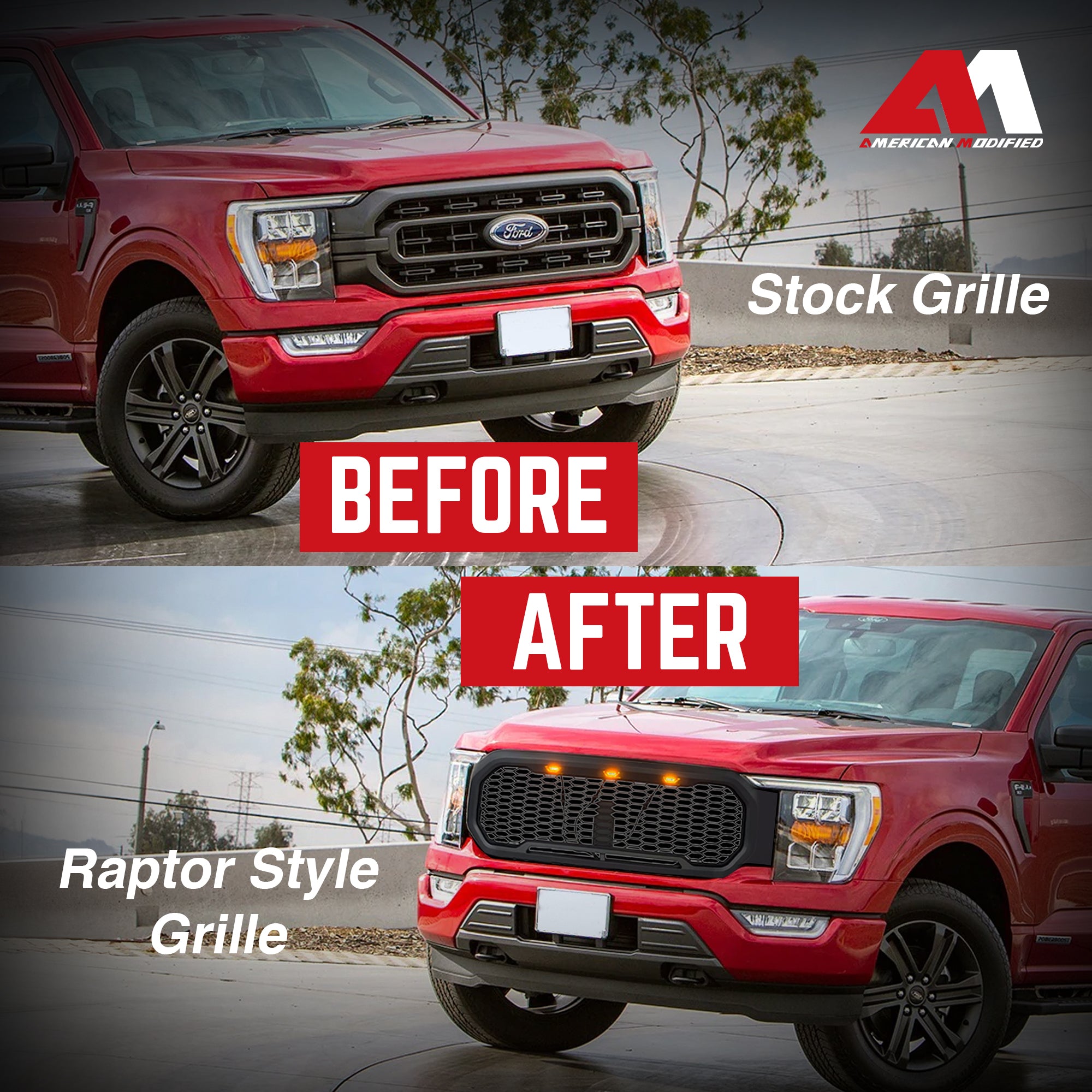 AMERICAN MODIFIED Raptor Style Grille w/Lights for 2021-2023 Ford F150(Open Box) - VMInnovations