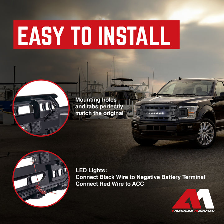 AMERICAN MODIFIED Armor Grille with Off Road Lights for 2018-2020 Ford F150 - VMInnovations