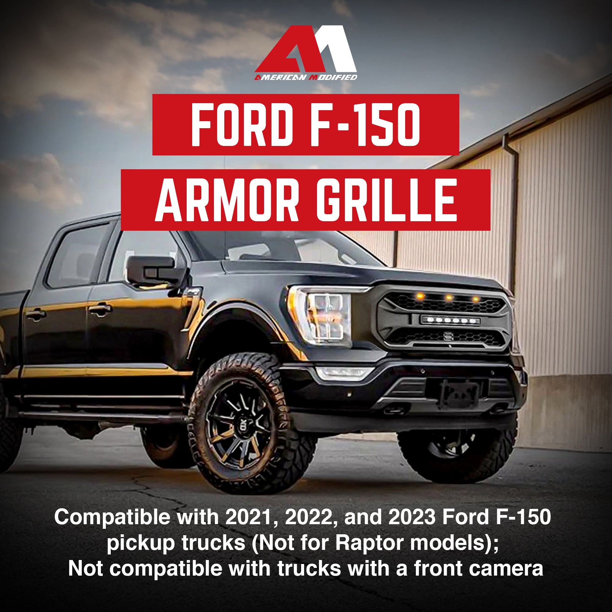 AMERICAN MODIFIED Grille Compatible with 2021 to 2023 Ford F150, Black (Used) - VMInnovations