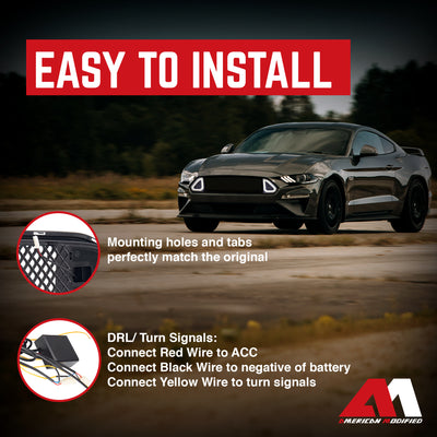AMERICAN MODIFIED Mesh Upper Grille w/LED DRL for 18-23 Ford Mustangs(Used) - VMInnovations