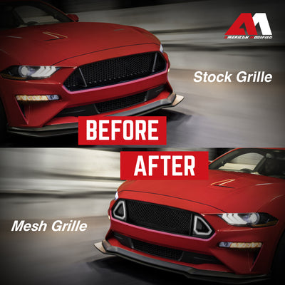 AMERICAN MODIFIED Mesh Upper Grille w/LED DRL for 18-23 Ford Mustangs(Used) - VMInnovations