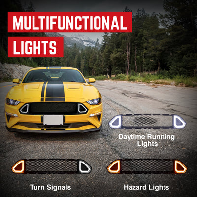 AMERICAN MODIFIED Mesh Upper Grille w/LED DRL for 18-23 Ford Mustangs(Used) - VMInnovations