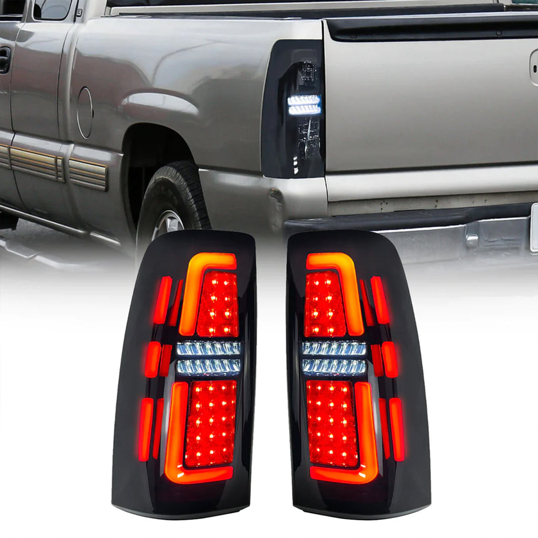 AMERICAN MODIFIED LED Tail Lights Chevy Silverado & GMC Sierra, Black(Open Box)