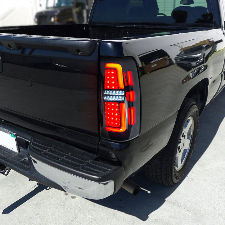 AMERICAN MODIFIED LED Tail Lights Chevy Silverado & GMC Sierra, Black(Open Box)