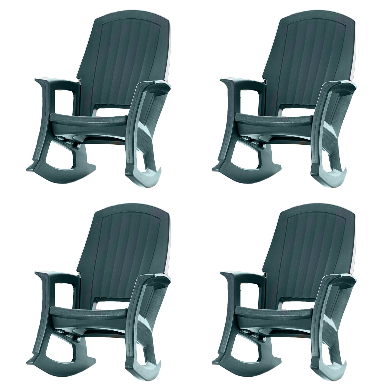 Semco Rockaway Heavy Duty All Weather Outdoor Rocking Chair, Green (4 Pack) - VMInnovations