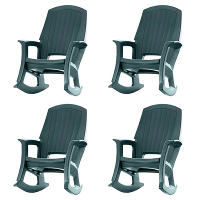 Semco Rockaway Heavy Duty All Weather Outdoor Rocking Chair, Green (4 Pack) - VMInnovations