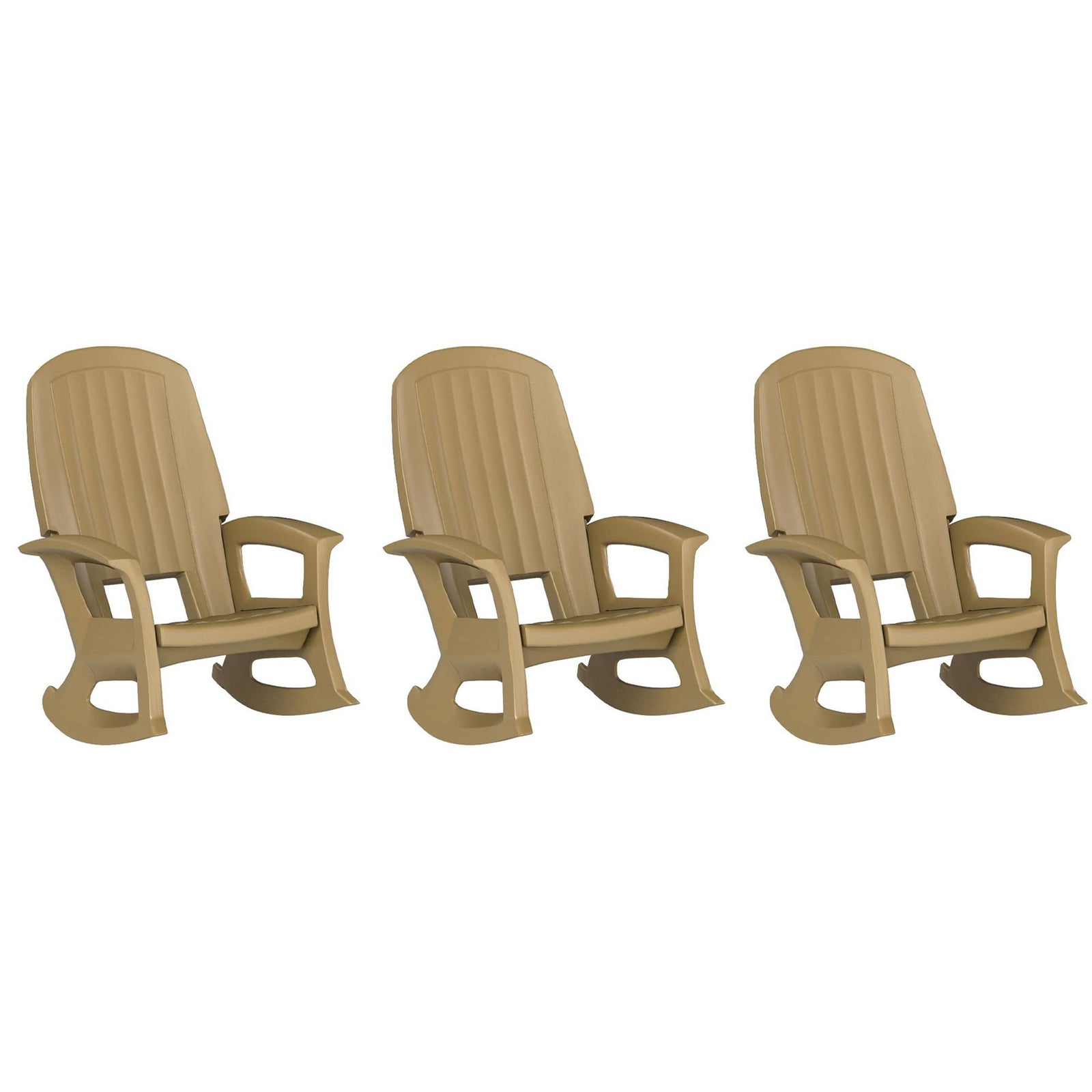 Semco Plastics Rockaway Heavy Duty All Weather Outdoor Rocking Chair (3 Pack) - VMInnovations