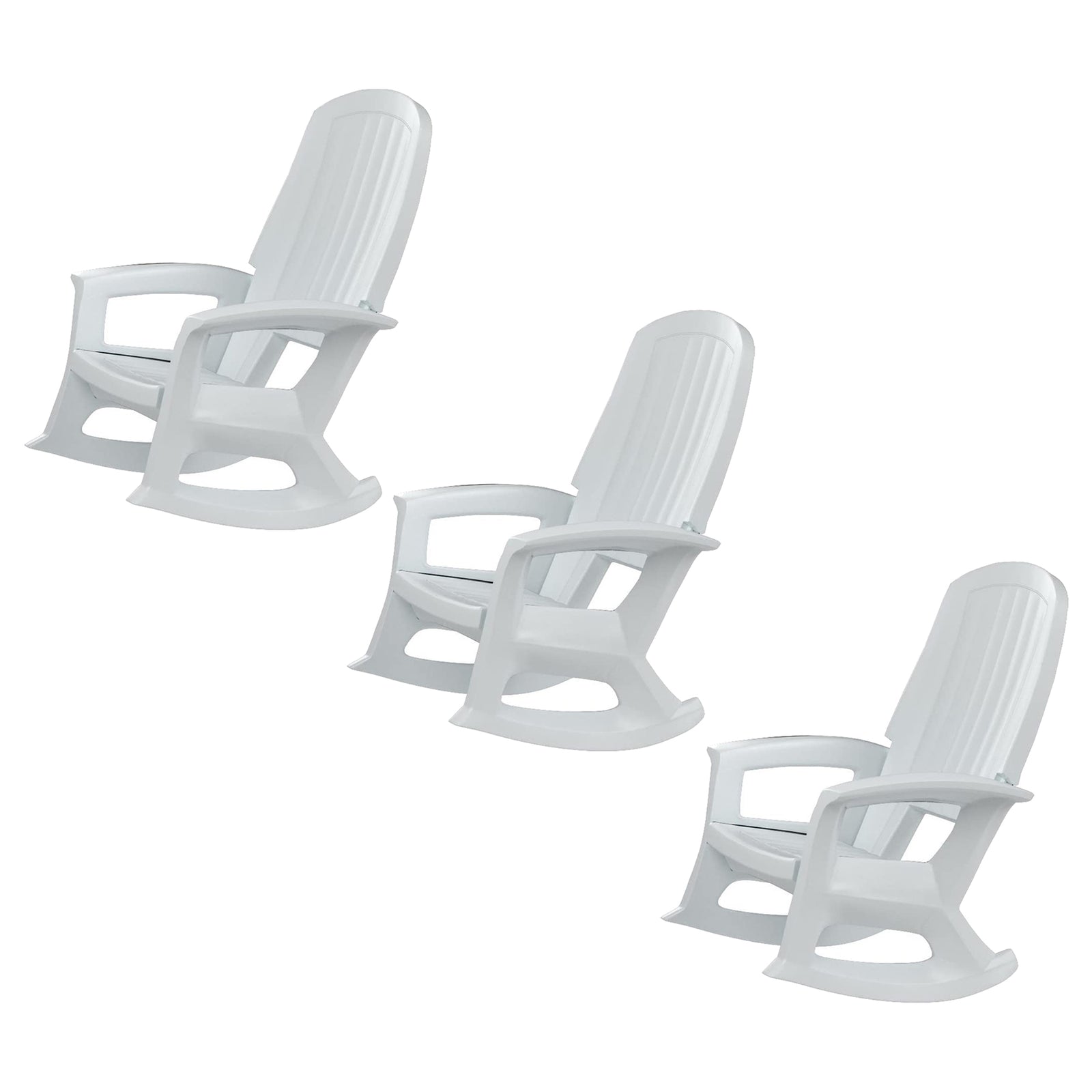 Semco Rockaway Heavy Duty All Weather Outdoor Rocking Chair, White (3 Pack) - VMInnovations