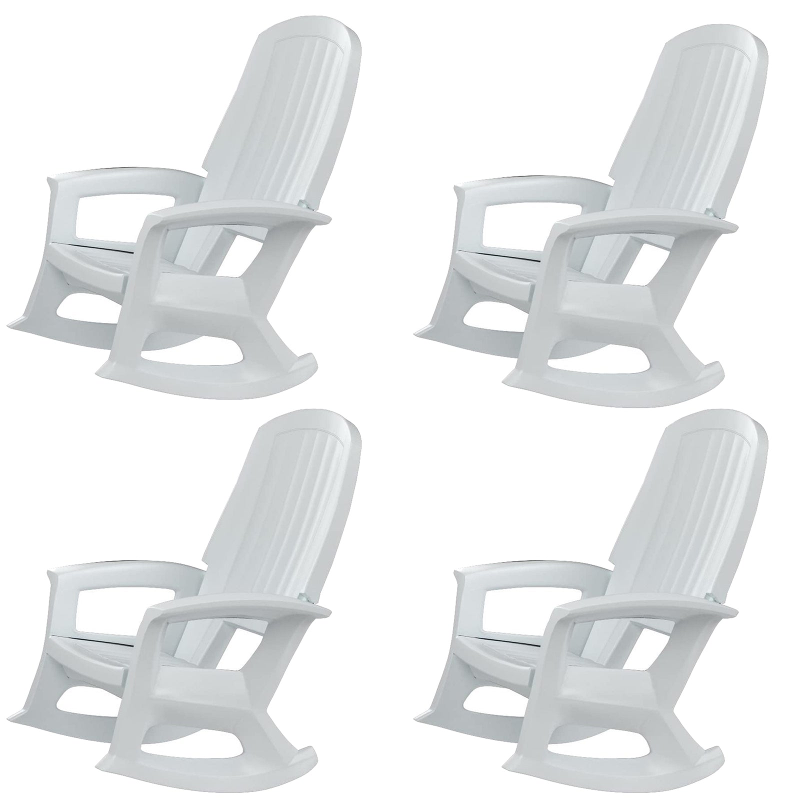 Semco Rockaway Heavy Duty All Weather Outdoor Rocking Chair, White (4 Pack) - VMInnovations