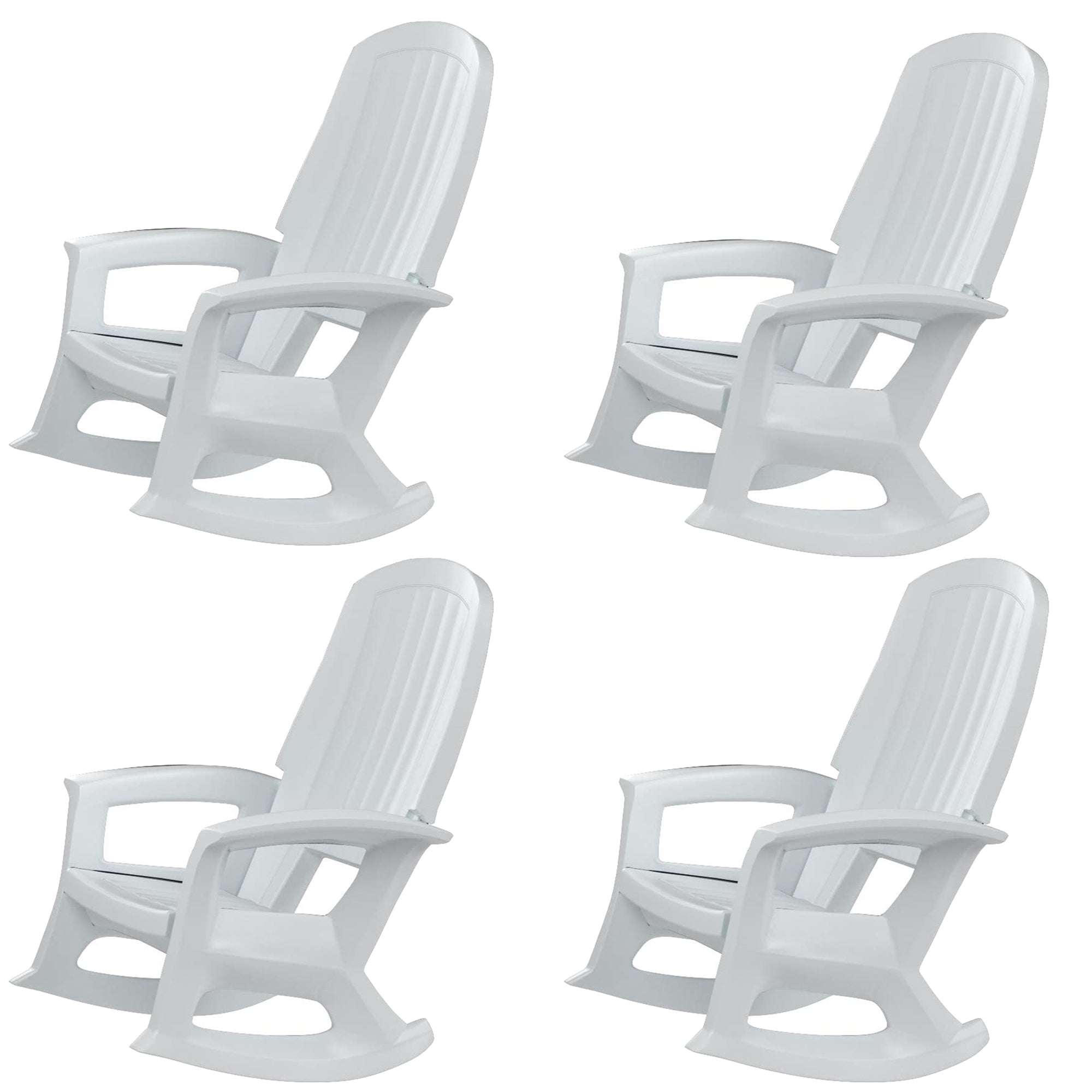 Semco Rockaway Heavy Duty All Weather Outdoor Rocking Chair, White (4 Pack) - VMInnovations