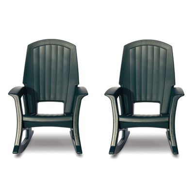 Semco Rockaway Heavy Duty All Weather Outdoor Rocking Chair, Green (2 Pack) - VMInnovations