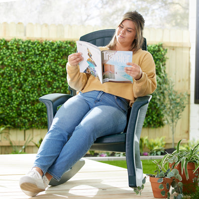Semco Rockaway Heavy Duty All Weather Outdoor Rocking Chair, Green (2 Pack) - VMInnovations