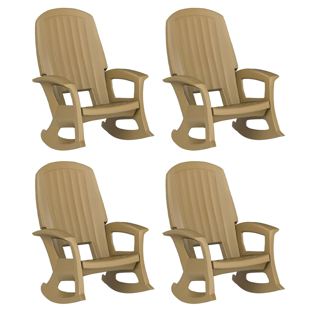 Semco Plastics Rockaway Heavy Duty All Weather Outdoor Rocking Chair (4 Pack)