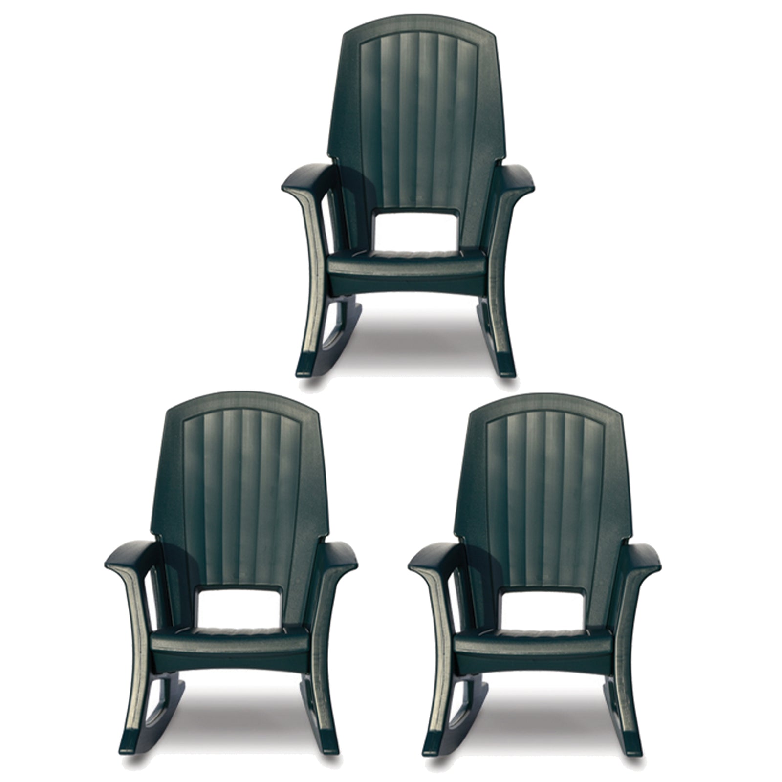 Semco Rockaway Heavy Duty All Weather Outdoor Rocking Chair, Green (3 Pack) - VMInnovations