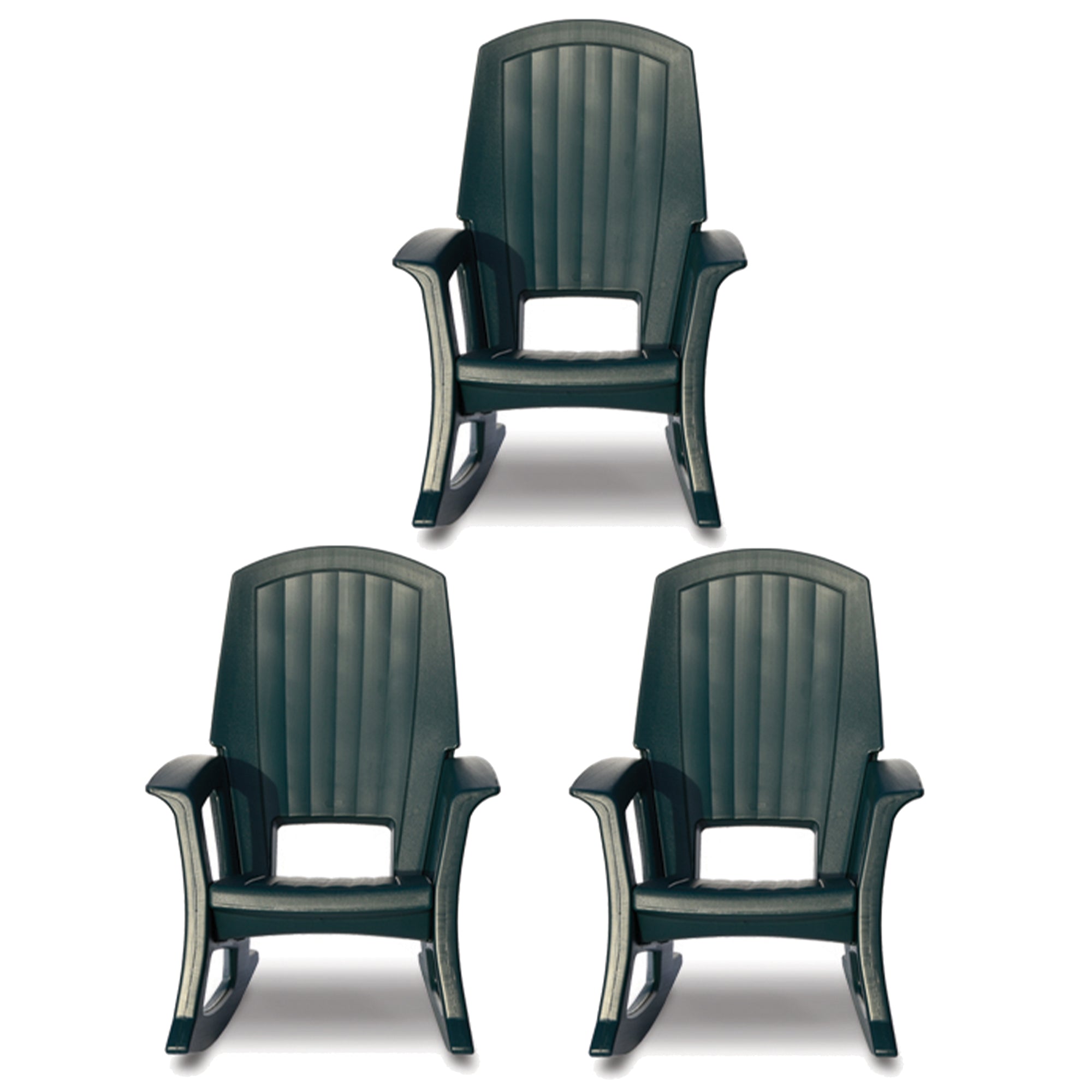 Semco Rockaway Heavy Duty All Weather Outdoor Rocking Chair, Green (3 Pack) - VMInnovations