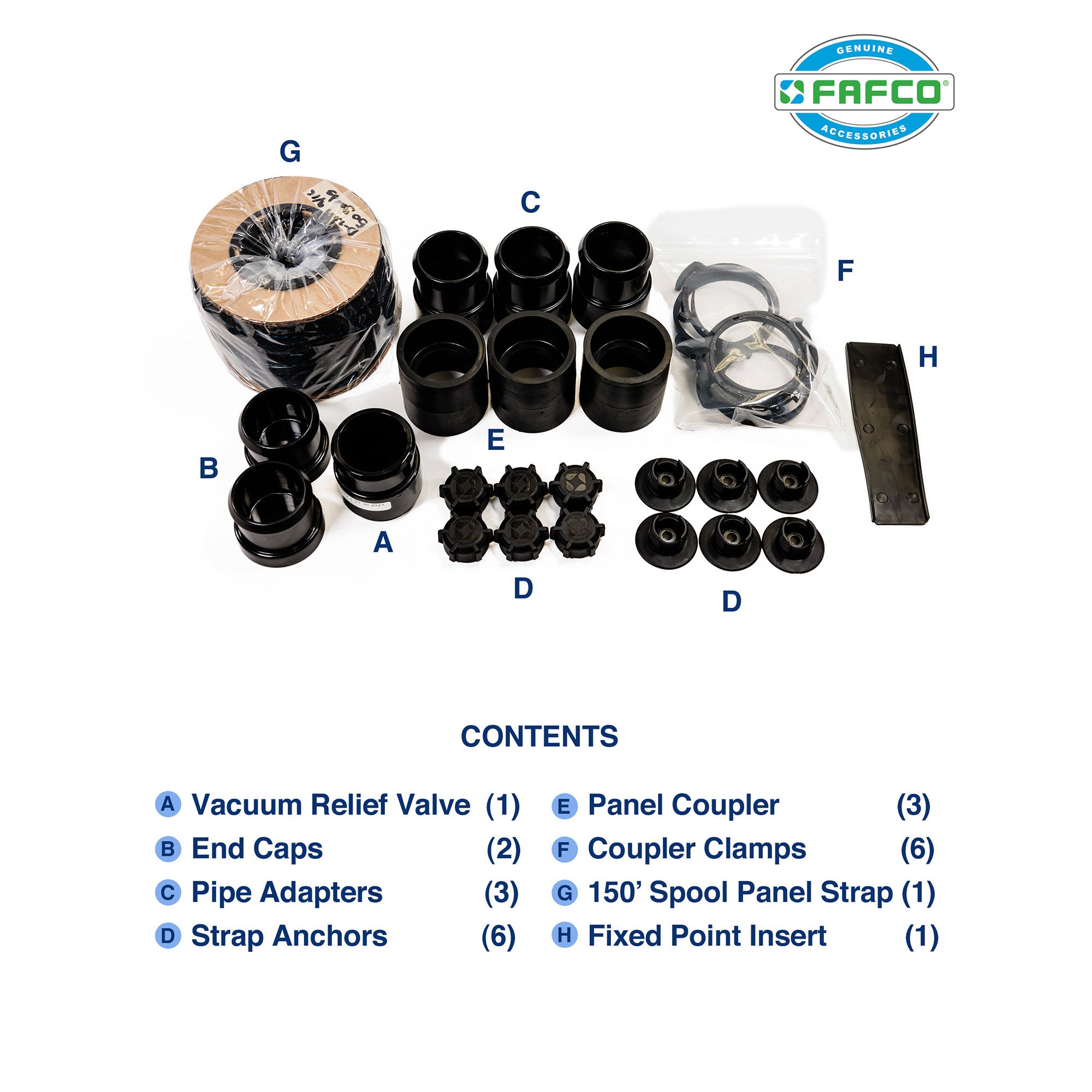 FAFCO 4x12ft Solar Pool Connected Tube (6 Pack) with Panel (6 Pack) & System Kit - VMInnovations