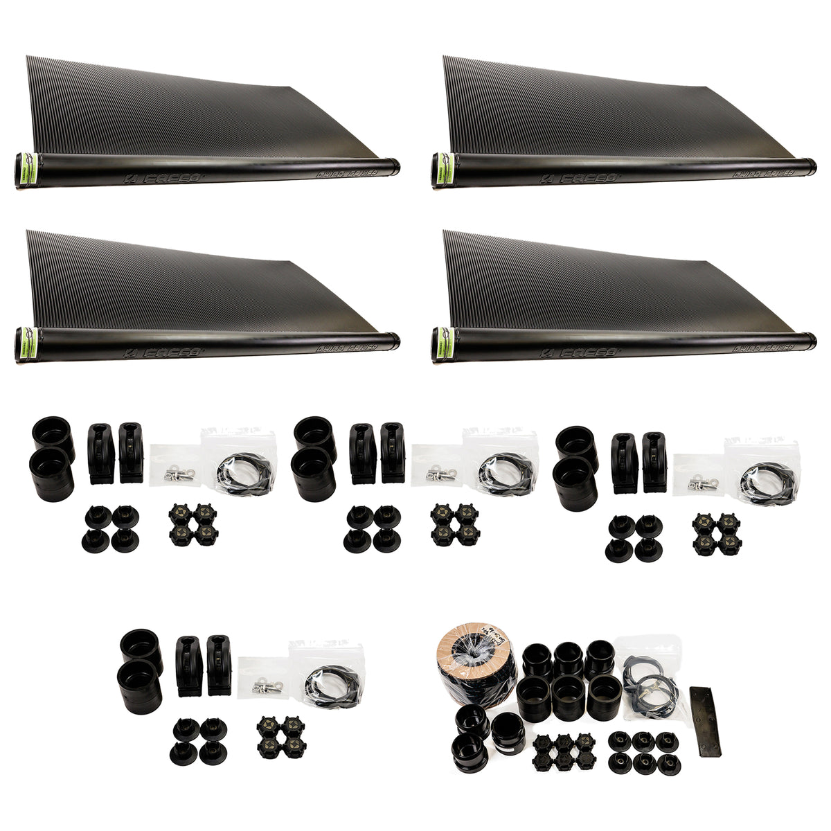 FAFCO 4x12ft Solar Pool Connected Tube (4 Pack) with Panel (4 Pack) & System Kit