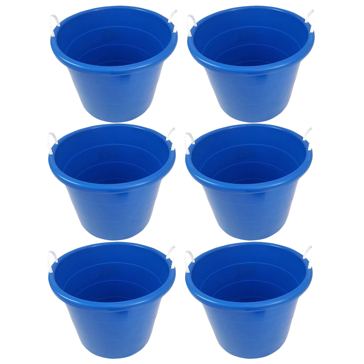 Homz 18 Gal Plastic Open Storage Round Utility Tub with Handles, Blue (3 Pack)