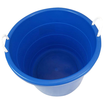 Homz 18 Gal Plastic Open Storage Round Utility Tub with Handles, Blue (3 Pack)