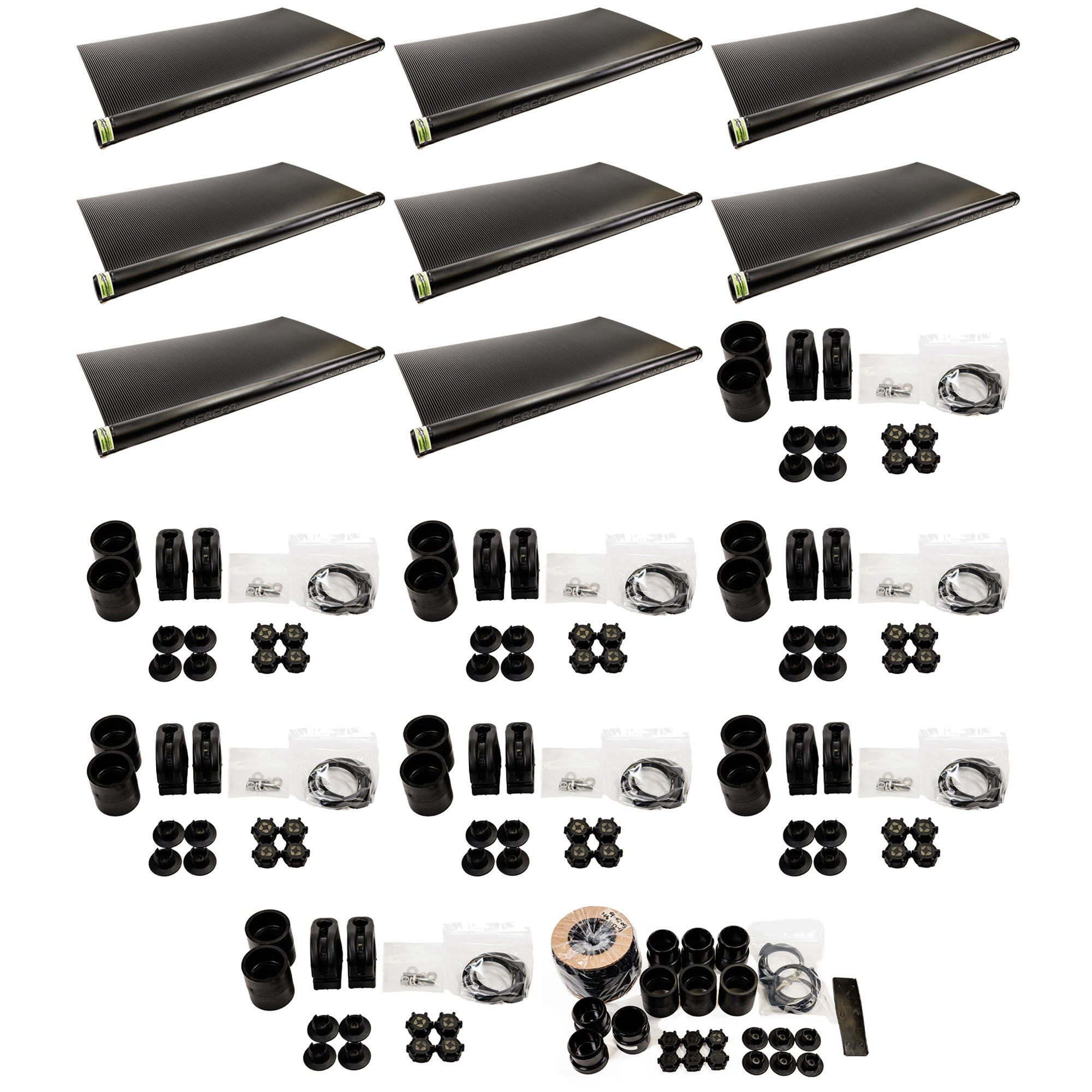 FAFCO 4x10ft Solar Pool Connected Tube (8 Pack) with Panel (8 Pack) & System Kit