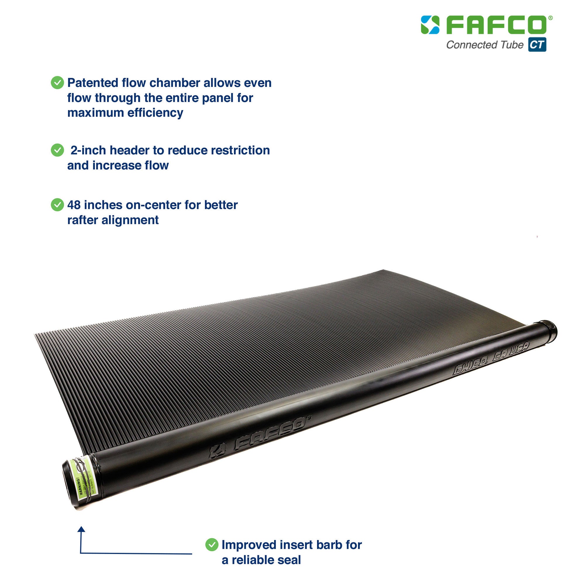 FAFCO 4x10ft Solar Pool Connected Tube (8 Pack) with Panel (8 Pack) & System Kit