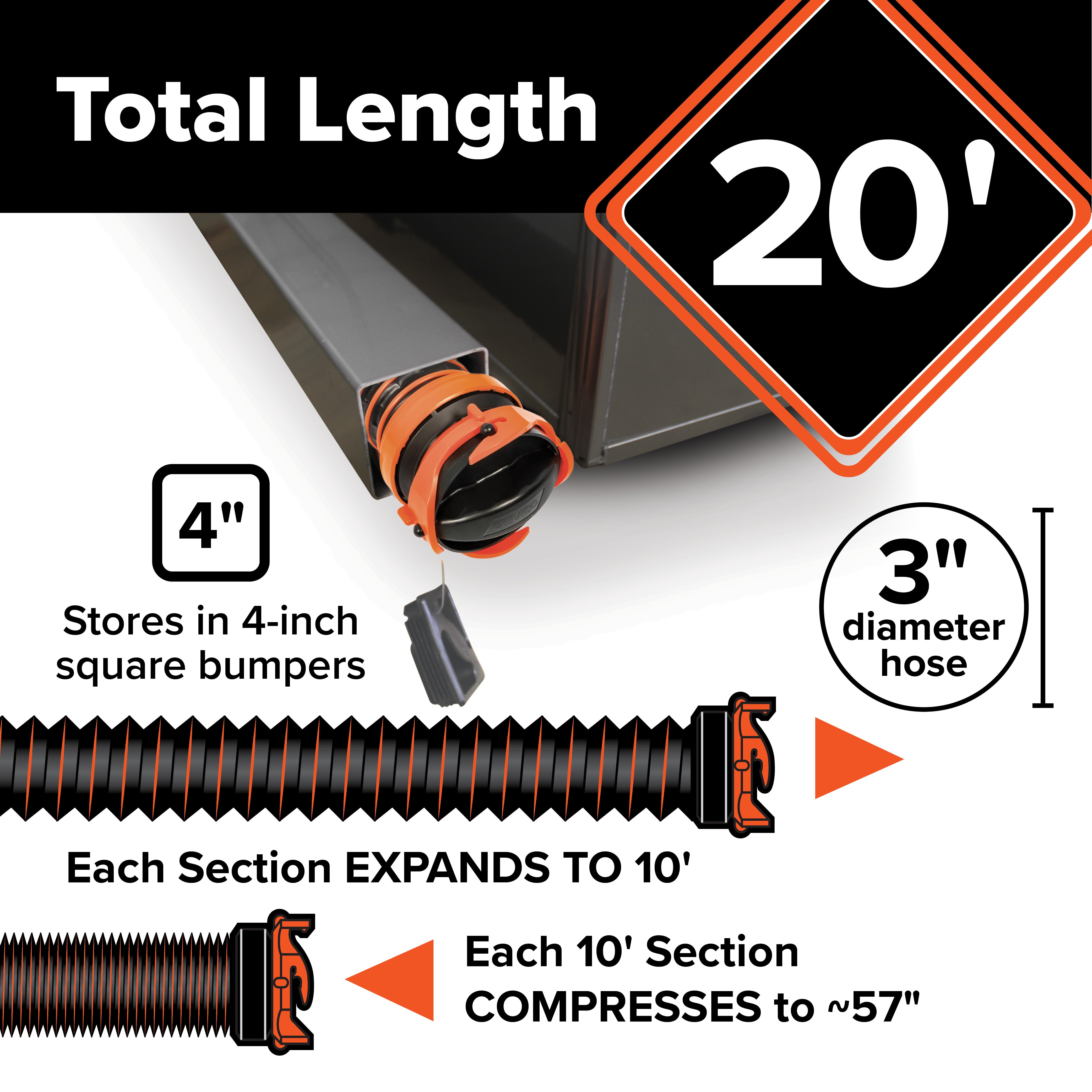Camco RhinoEXTREME 20 Ft Sewer Hose Kit w/360 Degree Swivel Fitting (Open Box) - VMInnovations