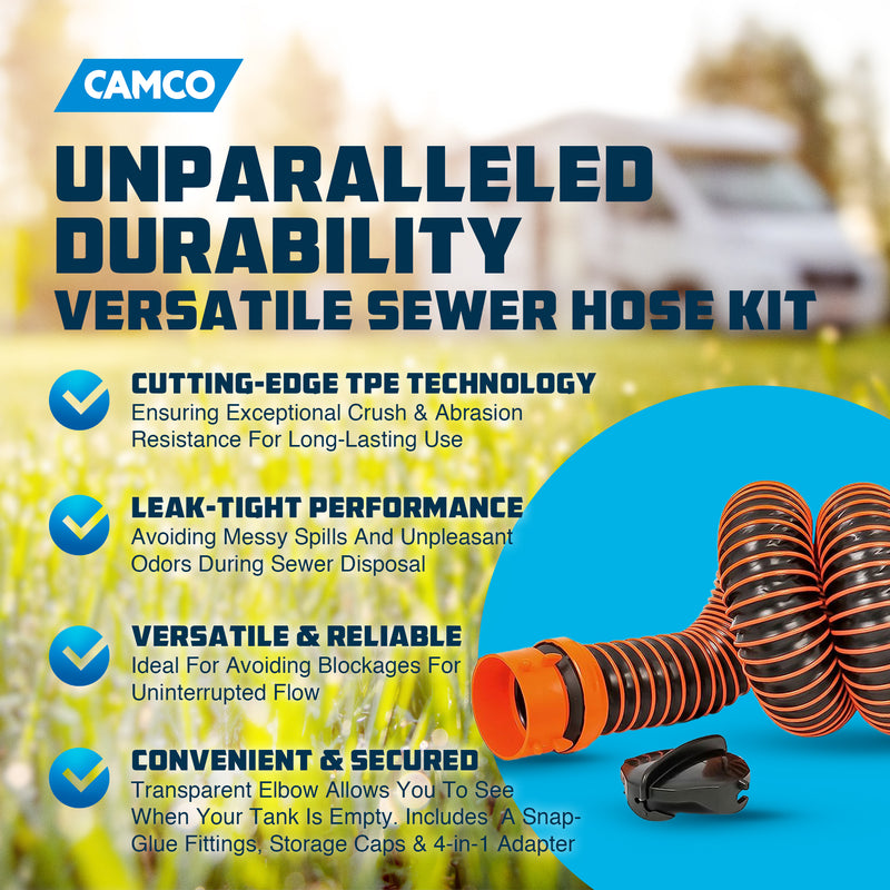 Camco RhinoEXTREME 20 Ft Sewer Hose Kit w/360 Degree Swivel Fitting (Open Box)