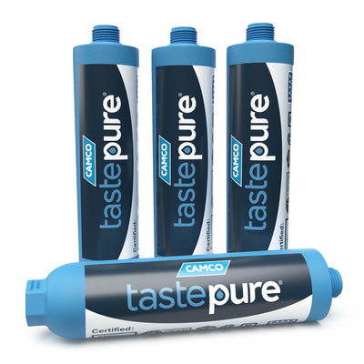 Camco TastePURE 20 Micron Camper RV Water Filter w/GAC & KDF Filtration (4-Pack) - VMInnovations