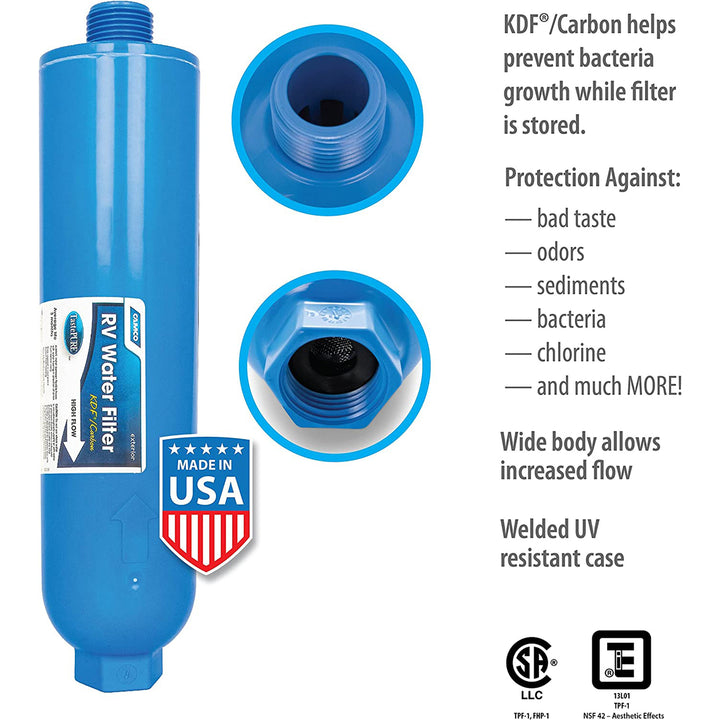 Camco TastePURE 20 Micron Camper RV Water Filter w/GAC & KDF Filtration (4-Pack) - VMInnovations