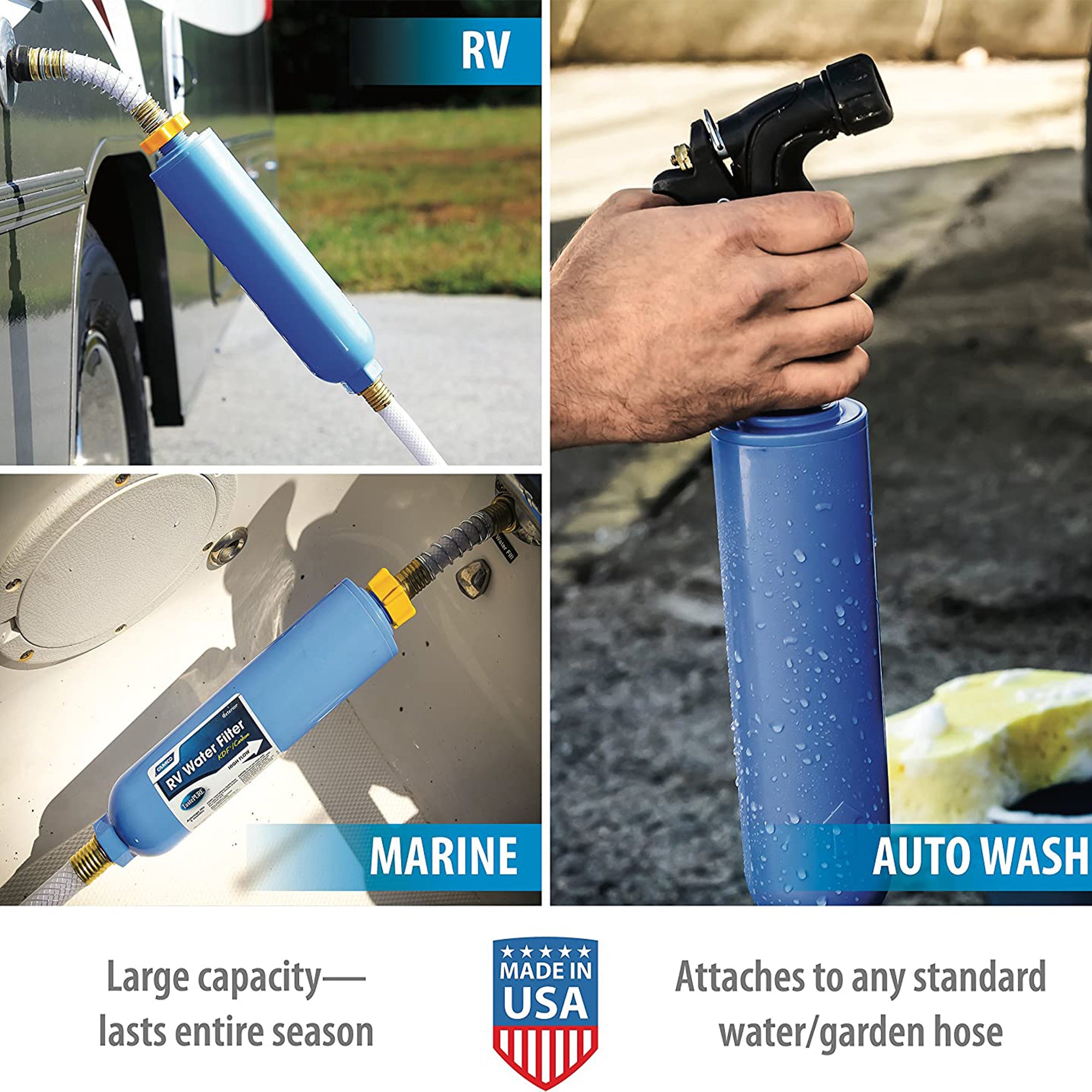 Camco 20 Micron Camper RV Water Filter w/GAC & KDF Filtration (4pk) (Open Box) - VMInnovations