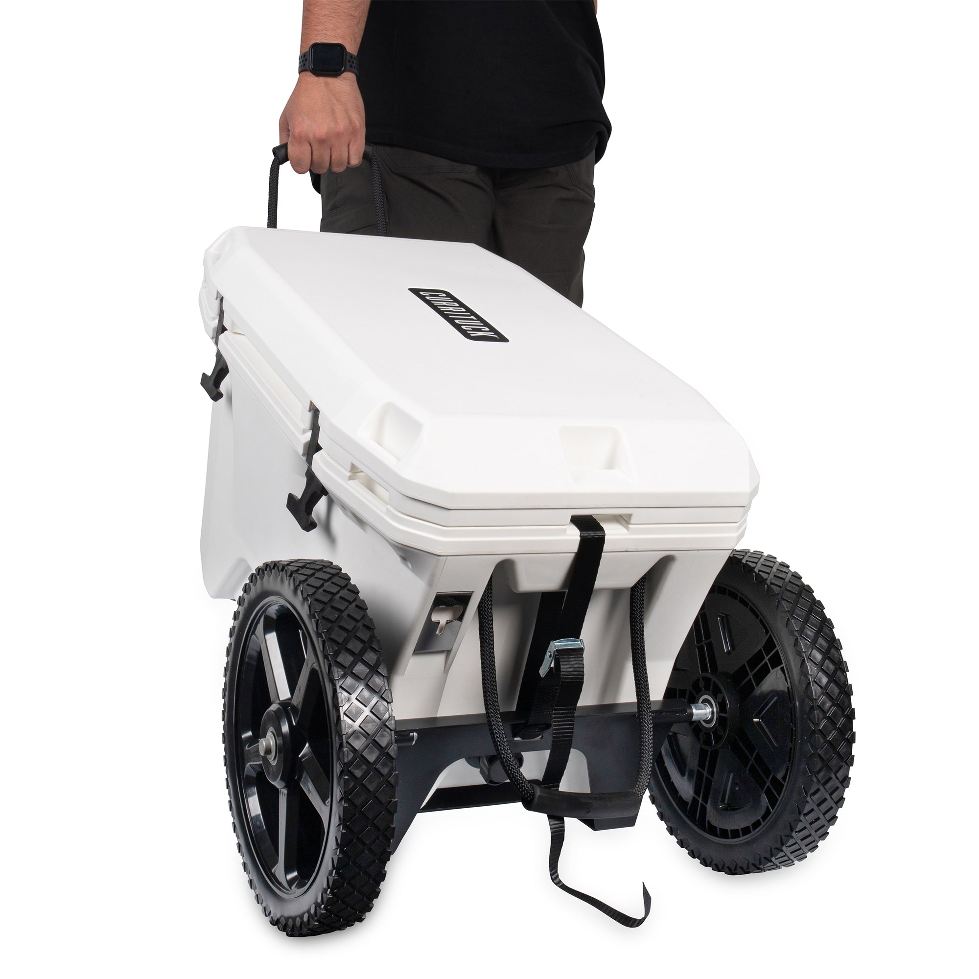 Camco Metal Universal Cooler Cart Dolly with Straps & 12" Wheels, 200lb Capacity - VMInnovations