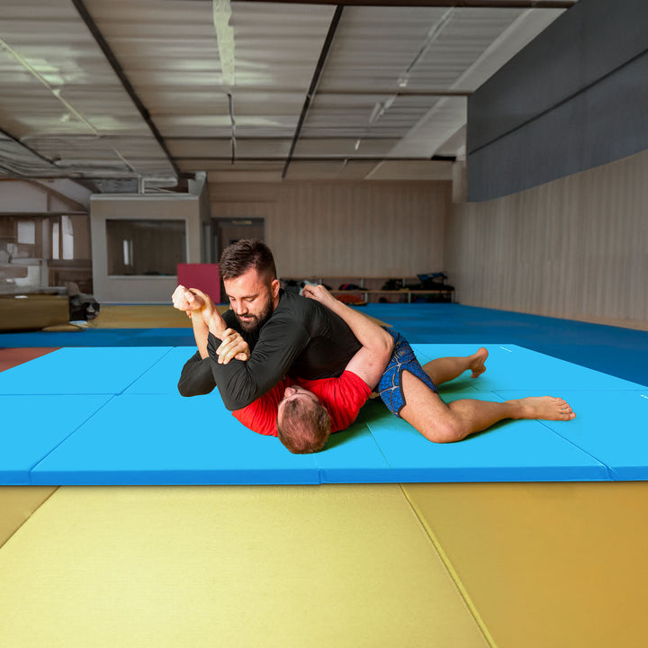BalanceFrom Foldable Gymnastics Mat w/Sectional Floor Balance Beam, Blue (Used)