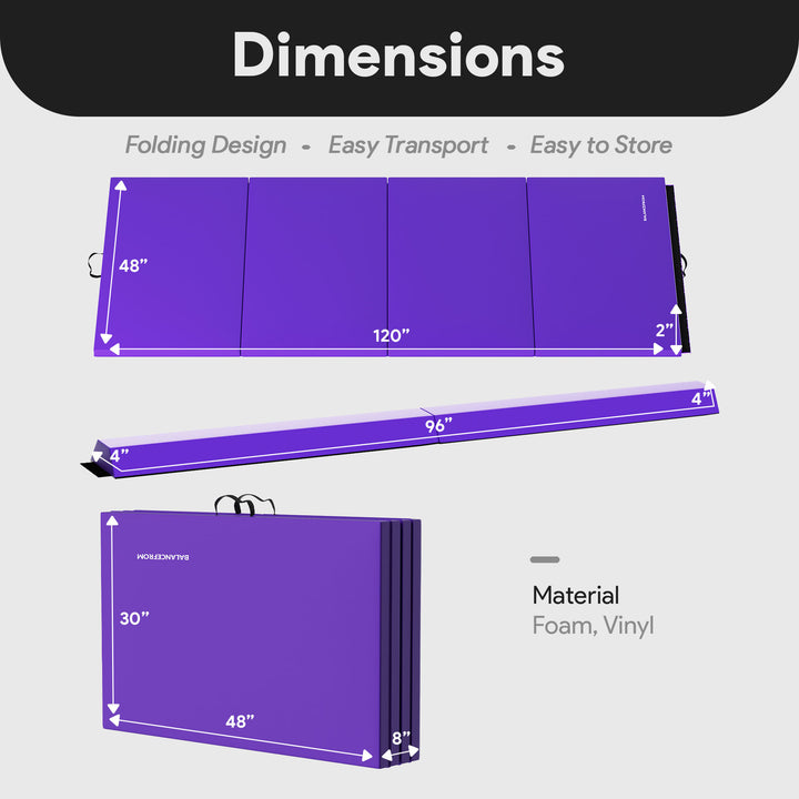 BalanceFrom Fitness Gymnastics Mat with Sectional Floor Balance Beam, Purple - VMInnovations