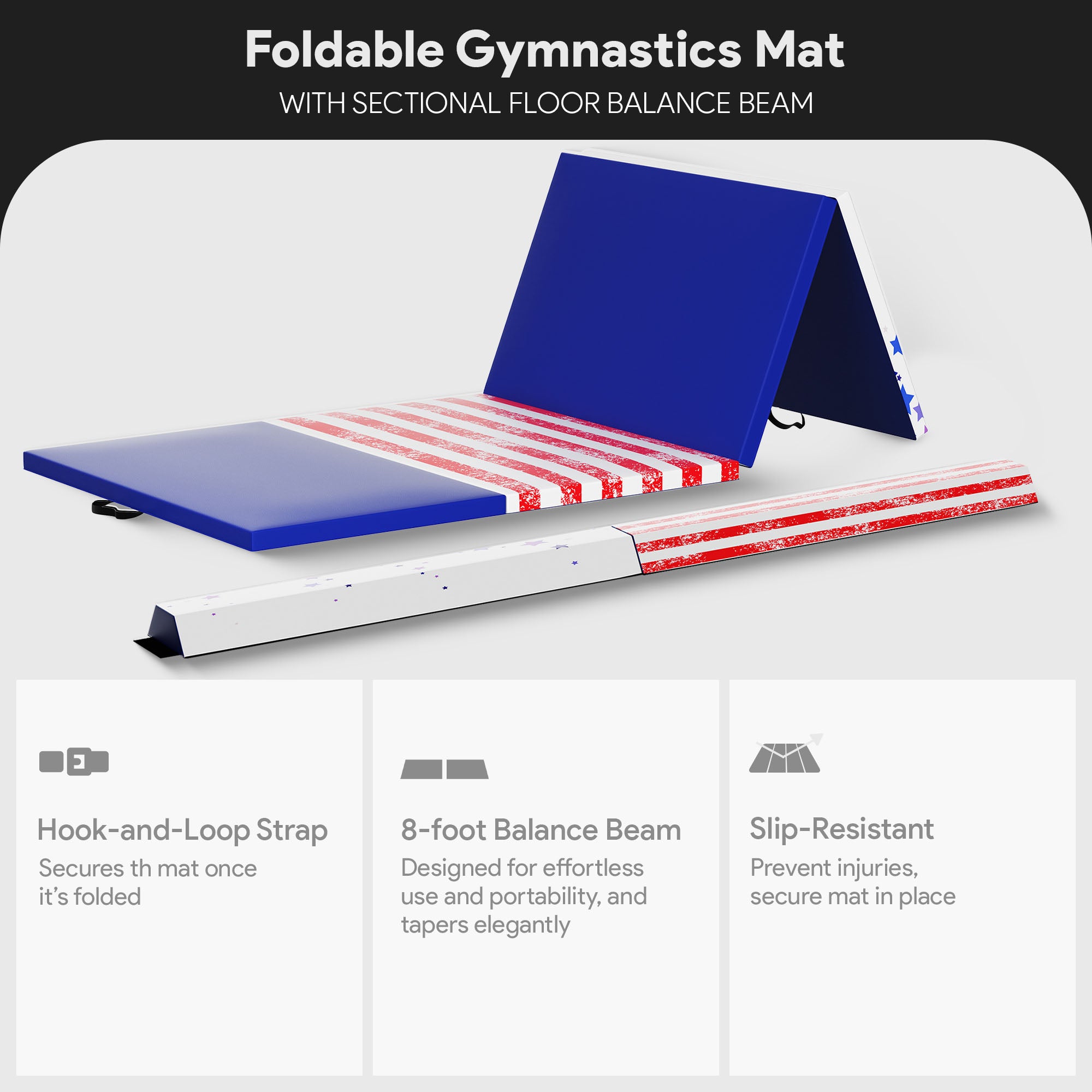 BalanceFrom Fitness Gymnastics Mat w/Sectional Floor Balance Beam (Open Box) - VMInnovations