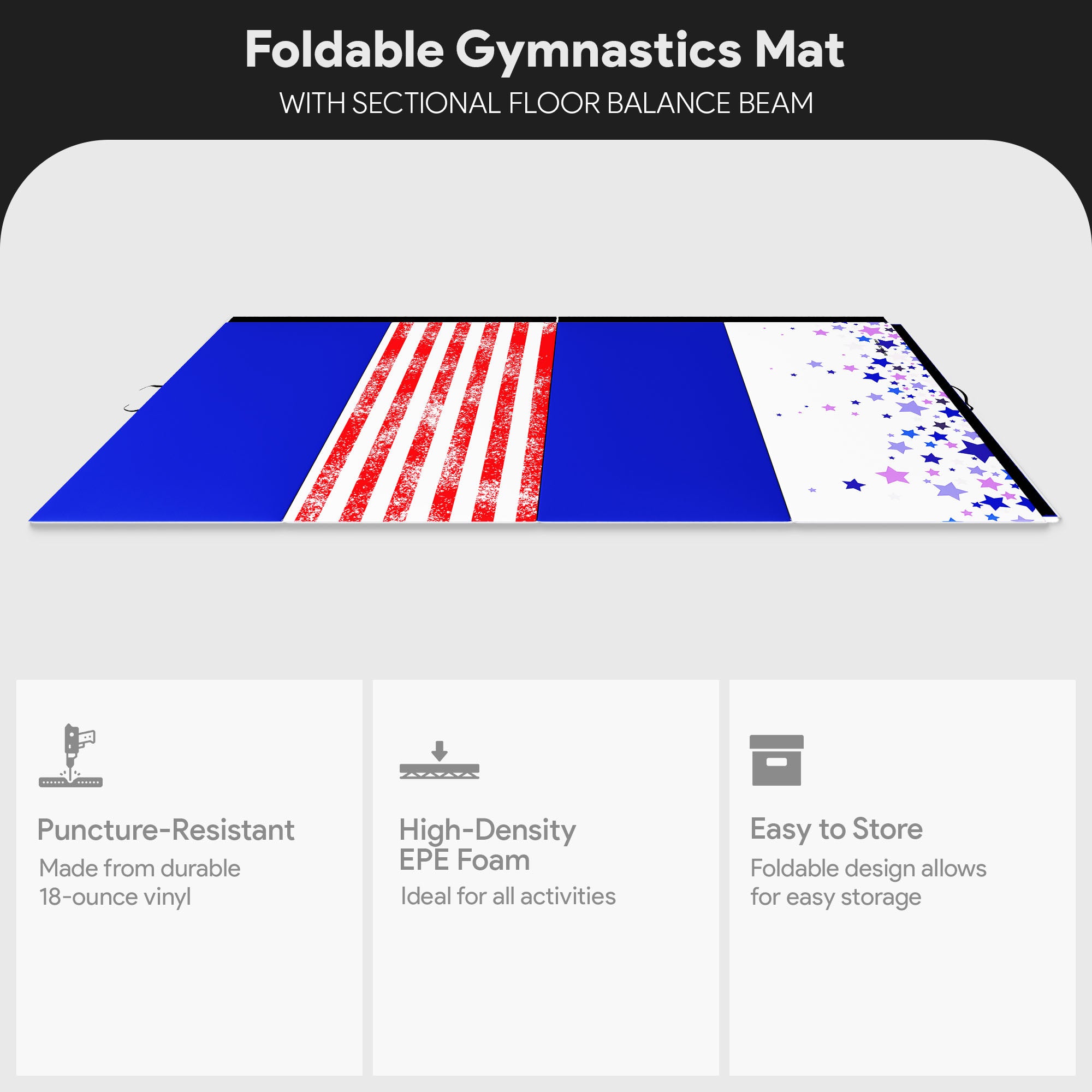 BalanceFrom Fitness Gymnastics Mat w/Sectional Floor Balance Beam (Open Box) - VMInnovations
