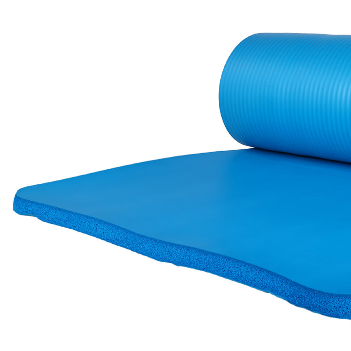 BalanceFrom Fitness 7pc Yoga Set with Mat, Stretch Strap, & Knee Pad, Blue(Used)