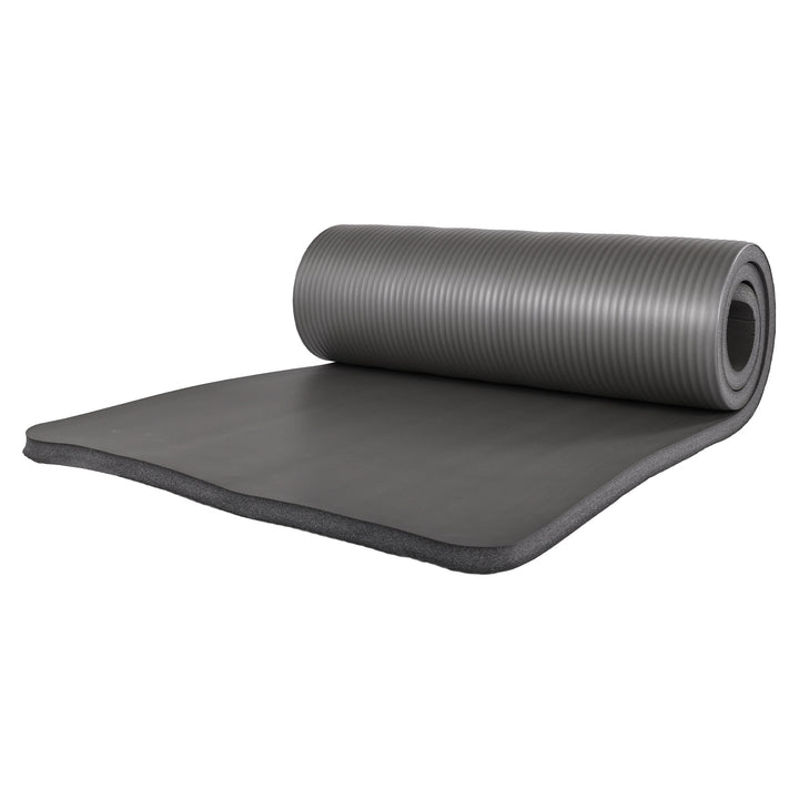 BalanceFrom 7 Piece Yoga Set with Mat, Stretch Strap, & Knee Pad, Gray(Open Box)