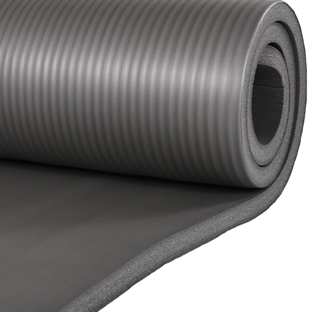 BalanceFrom 7 Piece Yoga Set with Mat, Stretch Strap, & Knee Pad, Gray(Open Box) - VMInnovations