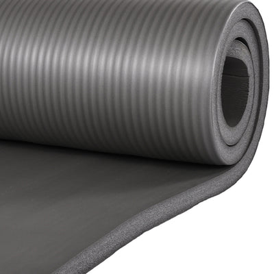 BalanceFrom Fitness 7Pc Yoga Set with Mat, Stretch Strap, & Knee Pad, Gray(Used) - VMInnovations