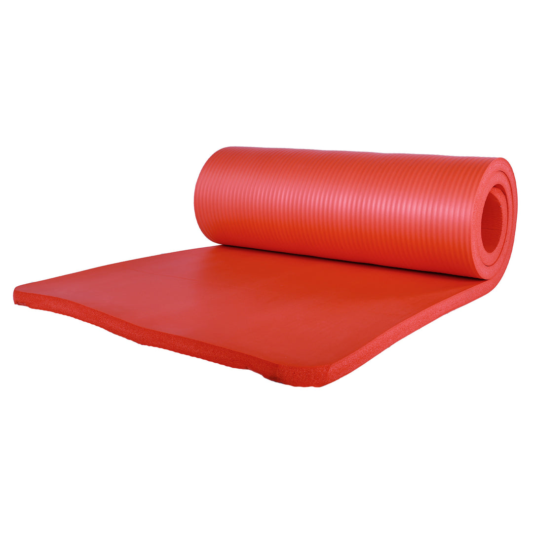 BalanceFrom Fitness 7 Piece Yoga Set w/ Mat, Stretch Strap, & Knee Pad,Red(Used)