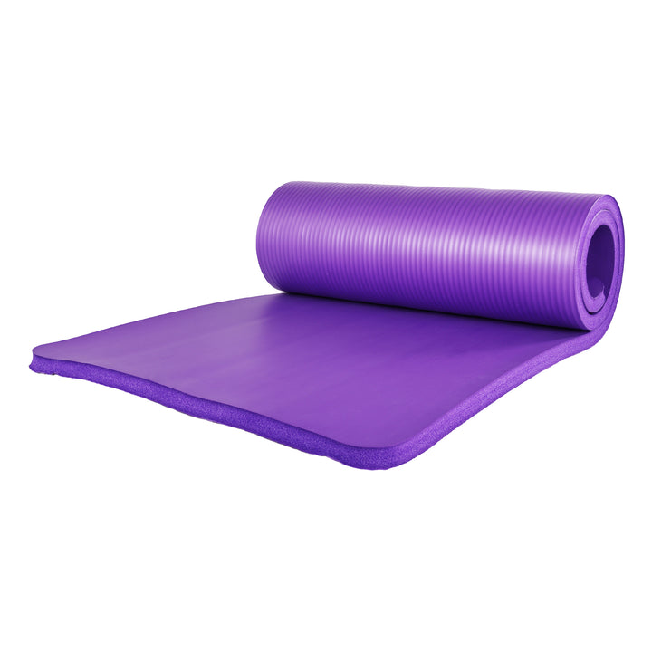 BalanceFrom Fitness 7Pc Yoga Set w/Mat, Strap, & Knee Pad, Purple (Open Box)