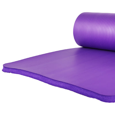 BalanceFrom Fitness 7Pc Yoga Set w/Mat, Strap, & Knee Pad, Purple (Open Box) - VMInnovations