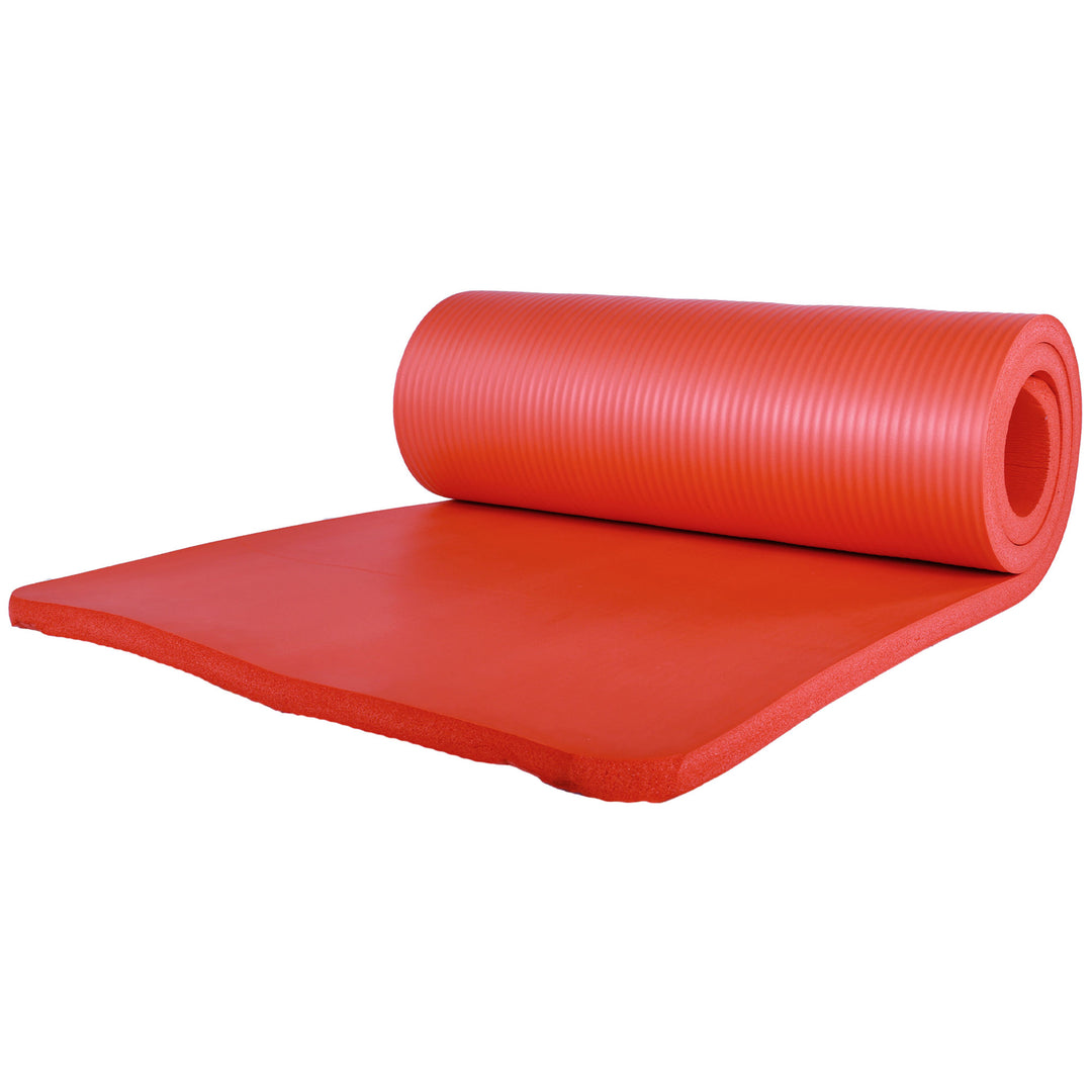 BalanceFrom Fitness 71"x24" Anti Tear Yoga Mat w/Strap, Knee Pad & Blocks, Red