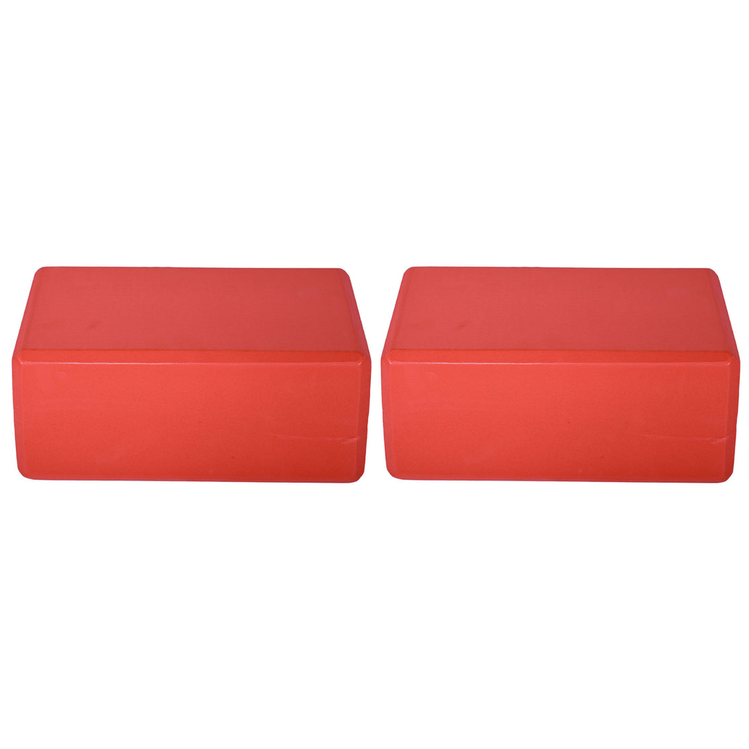 BalanceFrom 71"x24" Anti Tear Yoga Mat w/Strap, Knee Pad & Blocks, Red(Open Box)