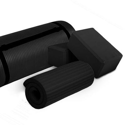 BalanceFrom 71"x24" Anti Tear Yoga Mat w/Strap, Pad & Blocks, Black(Open Box) - VMInnovations