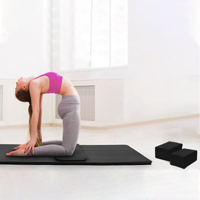 BalanceFrom 71"x24" Anti Tear Yoga Mat w/Strap, Knee Pad & Blocks, Black (Used)