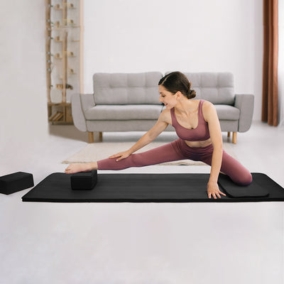 BalanceFrom 71"x24" Anti Tear Yoga Mat w/Strap, Pad & Blocks, Black(Open Box) - VMInnovations