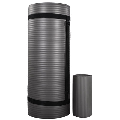 BalanceFrom 71"x24" Anti Tear Yoga Mat w/Strap, Knee Pad & Blocks, Gray (Used) - VMInnovations