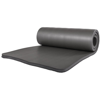BalanceFrom Fitness 71"x24" Anti Tear Yoga Mat w/Strap, Knee Pad & Blocks, Gray