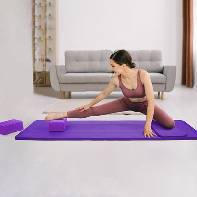 BalanceFrom 71"x24" Anti Tear Yoga Mat w/Strap, Pad & Blocks,Purple (Open Box) - VMInnovations